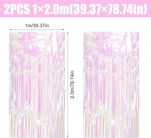 EXIN DEHCEN 2 Pièces Rideau Paillette Decoration Anniversaire, Rideau Metallique A Frange, Rideaux à Franges Brillants Métallique Tinsel pour Décoration Fête, Mariage, Noël Part, Photographie(1 * 2m) - Nail Gallerys