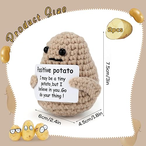 TOYMIS 2pcs Pomme de Terre Positive, 7,6cm Tricoté Poupée de Pomme de Terre Positive Créative Poupée de Pomme de Terre en Laine Tricotée pour la Décoration de Fête Anniversaire Encouragement - Nail Gallerys