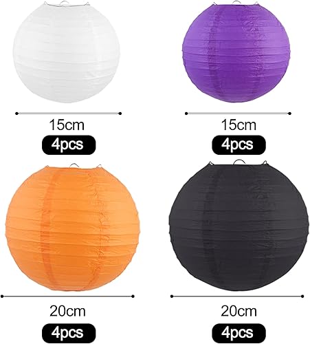 TYXHXTF 16Pcs Lanterne en Papier Halloween, Boule Ronde Suspendue, Décorative pour Fêtes et Événements - Nail Gallerys