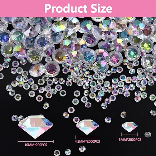 4200 PCS Diamant Decoration Table Strass Decoration Table Diamants Acryliques Artificiels Diamant Acrylique Faux Diamant pour Décoration de Table en Acrylique Transparent Strass Diamants en Cristal - Nail Gallerys