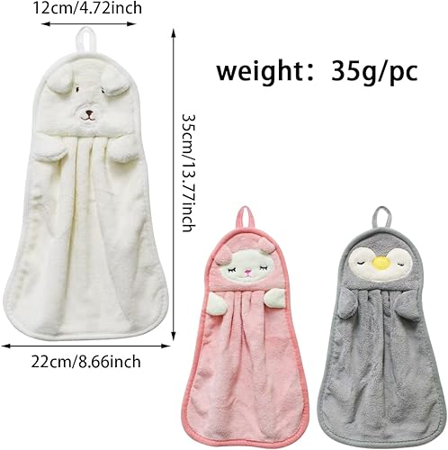 XZMCAT Lot de 3 essuie-Mains à Suspendre, Boucles de Suspension en Microfibre Velours Corail, essuie-Mains absorbants Super Doux Mignons pour Cuisine, Salle de Bain, Enfants Adultes - Nail Gallerys