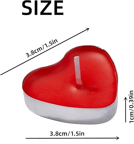 Bougie Coeur,50 Bougies Chauffe-Plat Coeur Rouge Bougies Romantiques Bougies Sans Fuméepour la Saint Valentin,Anniversaire,Suggestion,Fête,Anniversaire - Nail Gallerys