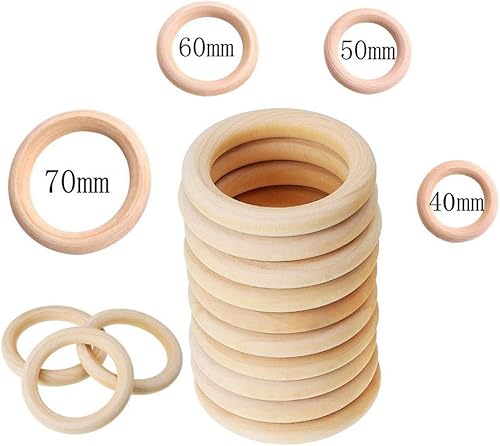 Mengger Anneaux en Bois Naturel Loisirs Bricolage Fabrication de Bijoux Accessoires Connecteurs pour Pendentifs Rond Perles Lisse Collier Artisanat 40pcs,Anneaux en Bois - Nail Gallerys