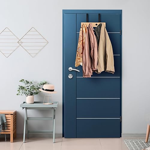 Relaxdays Portemanteau décoratif et Pratique, pour Porte, patère 4 Crochets, à Suspendre, Bambou et métal, Nature & Noir - Nail Gallerys