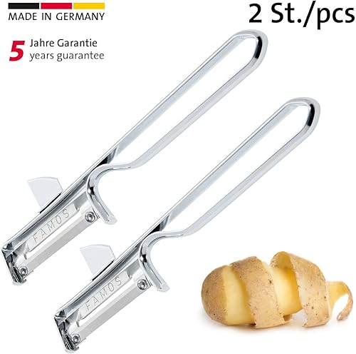 Westmark 2 Éplucheurs Polyvalents/Éplucheurs Pendulaires avec Emporte-pièce affûté, Lame en inox, Famos, Métal/chromé, 106122E4, Argenté - Nail Gallerys