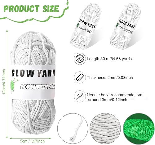 2 Rouleaux Fil Brillant Dans Le Noir, 50g Laine Chenille Crochet, 2mm Fil Chenille Crochet, Brillant Dans Le Noir, à Tricoter Lumineux, Pour DéButants Tricot à La Main, Cardigan, Artisanat - Nail Gallerys