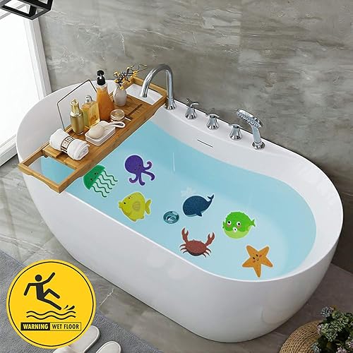 Comius Sharp Autocollants de Baignoire antidérapants, Lot de 10 de Autocollants de Bain, Créature Marine,des Fleurs, Autocollants de Salle de Bain, pour escaliers,Salle de Douche. (Shape2) - Nail Gallerys