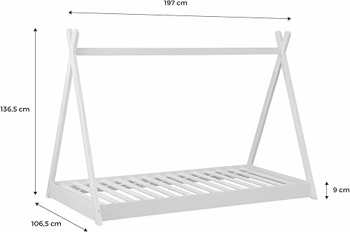 Alice's Home - Lit Tipi en Bois Massif. pin Naturel Vert céladon - sommier Inclus. 90x190cm - Tobias - Nail Gallerys