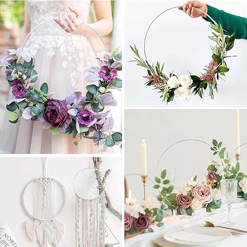 16 Pièces Cercle en Métal, 10/15/20/25 cm Anneaux en Macramé Nneaux Floraux pour Travaux Manuels, Tenture Murale Décoratifs en Métal Décoration Florale, Couronne De Mariage, Attrape-Rêves - Nail Gallerys