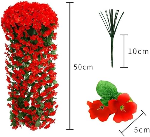 Lot de 2 guirlandes de glycines artificielles de 50 cm à suspendre au mur, pour fête de mariage, jardin, terrasse, décoration murale (rouge) - Nail Gallerys