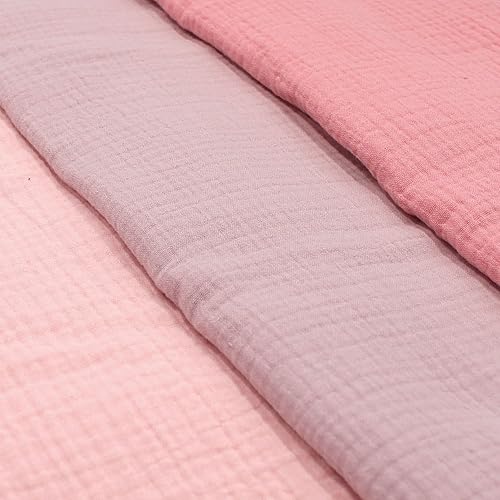 VmG-Store Lot de 3 tissus en mousseline de 0,5 m x 1,35 m - Double Gauze - 100 % coton - Tex Standard 100 (Lot de 3 pièces de 0,5 m, lot 02) - Nail Gallerys