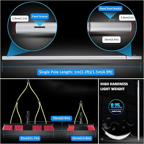 Brosse et Poteau de Nettoyage de Panneaux solaires, kit de poteaux alimentés en Eau de 5 à 12 m, Brosse à Eau 30/50 cm, kit de Nettoyage de fenêtres extérieures, système de Nettoyage de fenêtres à p - Nail Gallerys