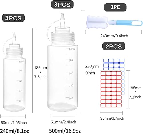 YIYICO Bouteille à Sauce Condiments Squeeze Bouteilles Flacon Sauce Plastique 240ml/500ml 6pcs Bouteille Pressable avec Capuchon Sans BPA pour La Moutarde Huile Dolive Ketchup Mayo - Nail Gallerys