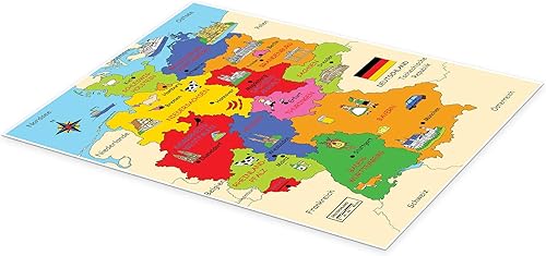 Les Länder allemands pour les enfants Poster de Fluffy Feelings 50 x 70 cm Tableaux Décoration murale - Nail Gallerys