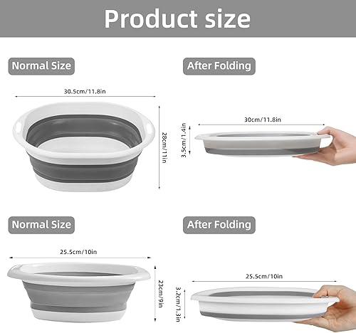 Lot de 2 bassins de lavage pliables - Pour le camping, la maison, la cuisine, la baignoire, les pieds (2 tailles) - Nail Gallerys