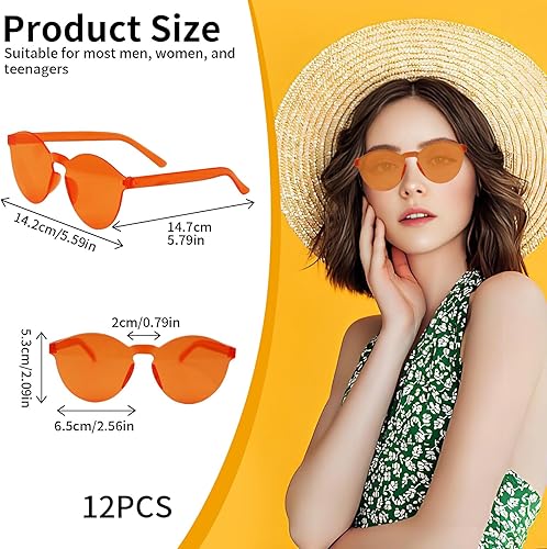 Vookkp 12 Paires Lunettes Rondes Sans Cadre, Hippie Lunettes de Soleil Transparentes Couleur Bonbon, LunettesDe Fête Multicolores pour FêTe D'Anniversaire, Carnaval - Nail Gallerys