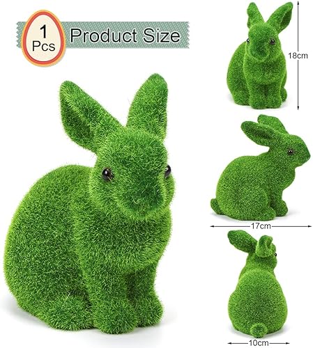 Meleager Lapin Statue Pâques Floqué, 1 Pièce Mousse Lapin Figurines Artificielle Herbe, Mousse Lapin de Pâques Artificielle Herbe Décor pour Pâques Fête Maison Jardin - Nail Gallerys