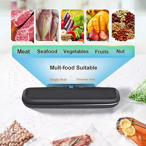 MeteMake Machine à emballer sous vide automatique pour aliments, scellage sous vide One Touch pour la conservation des aliments secs et humides, machine à emballer sous vide compacte (noir) - Nail Gallerys