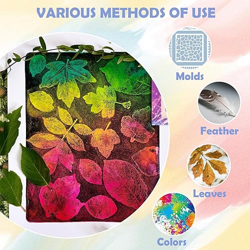 Tampon d'impression en gel avec pinceau – Plaque de gel réutilisable pour monopinting, estampage et art texturé, comprend un mini pinceau à rouleau – Outil d'art non toxique pour débutants, artistes - Nail Gallerys