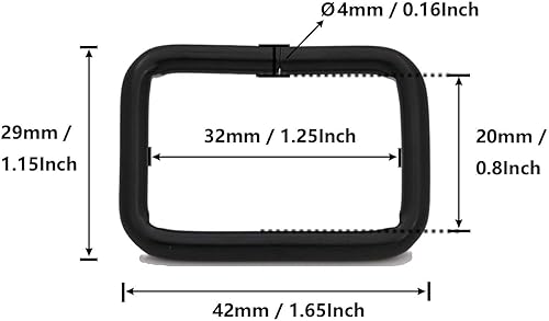BIKICOCO 3.2 x 2 cm Boucle Rectangle Anneau Rectangulaire en Métal, pour Sangle de Sac, Ceinture, Non soudé, Bronze - 20 pièces - Nail Gallerys
