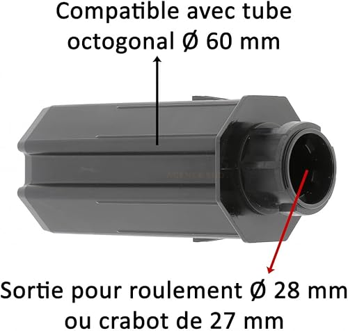 cyclingcolors embout de tube de volet roulant octogonal fenêtre sortie plastique, pour tube octogonal de 60 mm sortie pour roulement Ø 28 mm ou crabot de 27 mm - Nail Gallerys