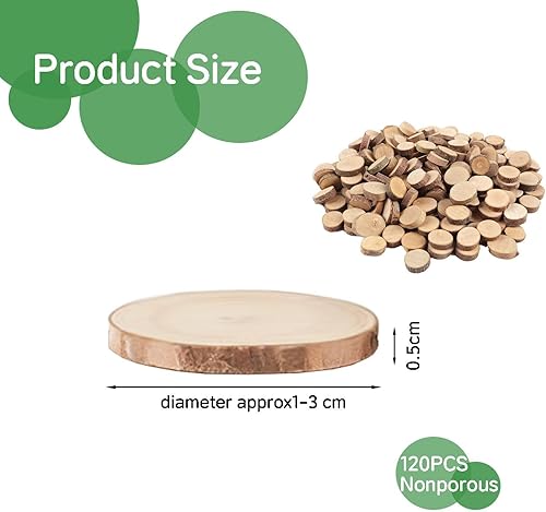 120Pcs Copeaux De Bois Ronds, Décoration Artisanale, Disques De Bois, Accessoires De Tir Pastoral - DIY, Peints À La Main - Nail Gallerys