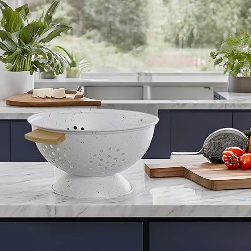 Space Home - Passoire de Cuisine, Egouttoir, Tamis pour la Cuisine et Le Lavage des Pâtes, des Nouilles, des Fruits, des Légumes, des Salades, Rond avec base et 2 poignées - Égouttoir de Cuisine - Nail Gallerys