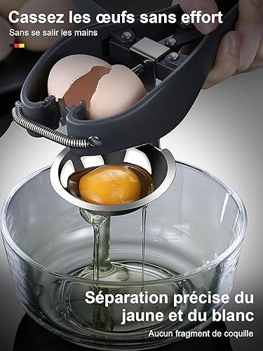 ORAGKE Ouvre-Œufs et Séparateur D'œufs en Acier Inoxydable, Casse-œufs Automatique, Ouvre œuf pour Œufs de taille M, Casse oeuf et Séparateur œuf Set, Utilisable D'une Seule Main, Gadget Cuisine - Nail Gallerys