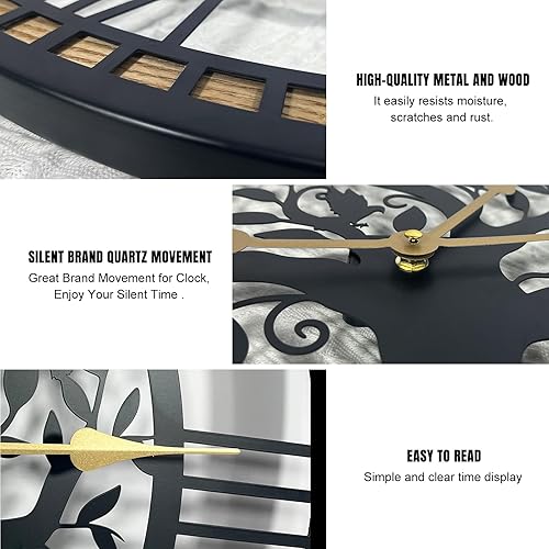 GEXHSRGD Horloges murales pour Le Salon - Grande Horloge Murale silencieuse et sans tic-tac, idéale pour la décoration Murale, Le Salon et la Cuisine (40 cm) - Nail Gallerys