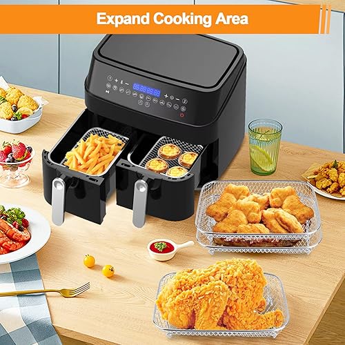 3 Pièces Accessoires pour Friteuse à Air Comprimé, MXTIMWAN Empilables Grilles pour Friteuse, Support De Friteuse À Air, Grille de Cuisson pour Air Fryer - Nail Gallerys