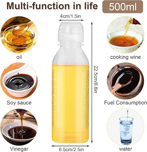 Disnace 2 Bouteille de Huile Olive 500 ml,Huilier en Plastique PP5,Distributeur D'huile,Bouteille Plastique pour Huile et Vinaigre avec Graduation Transparente, pour Cuisine et Barbecu - Nail Gallerys
