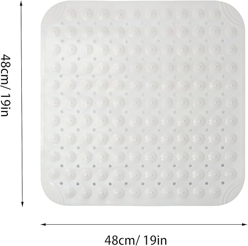 Tapis De Douche Antidérapant, Tapis de Bain de Baignoire Antidérapant avec Les Ventouses Puissantes, Baignoire Mat, pour Sauna, Salle de Douche Blanc 48 x 48 cm - Nail Gallerys