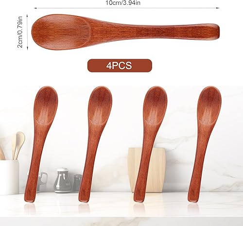 4pcs Petites Cuillères en Bois, Cuillères à Soupe en Bois Mini Cuillères à Condiments Petites Cuillères en Bois Faites à la Main Cuillères à Sel Petites Cuillères pour la Cuisine Aux Épices - Nail Gallerys