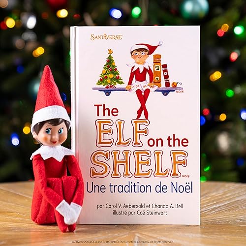 The Elf on the Shelf Kit Lutin de Noël Fille avec Livre de Conte Illustré - Tradition de Noël - Box Lutin Farceur Scout - Peluche Noël Original aux Yeux Bleus - Nail Gallerys