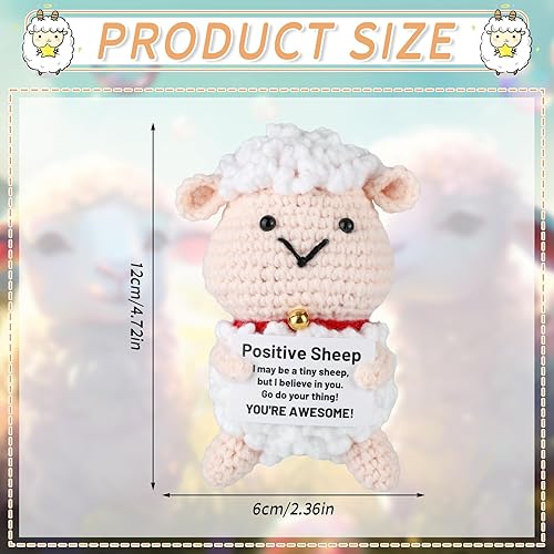 TOYMIS Mouton Positif, Agneau au Crochet Mini Mouton Tricoté avec Carte d'Encouragement Animaux au Crochet Positifs Poupée en Laine Tricotée pour Cadeau de Motivation Décoration de Fête - Nail Gallerys