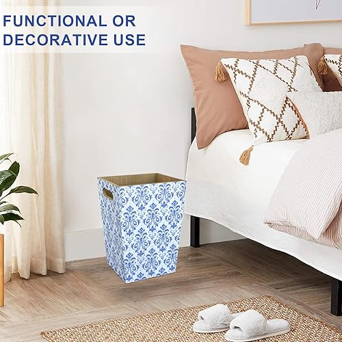 Whemyreat Corbeille à papier en bois véritable,Chinoiserie Style porcelaine bleue et blanche,Pour bureau,salle de bain,salon,chambre à coucher et plus encore,Pas de montage nécessaire - Nail Gallerys