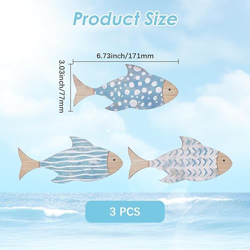 GORGECRAFT 3 Styles de Décoration Murale en Bois en Forme de Poisson Sculpture Murale en Bois Style Nautique Plage Poissons Océan Lac Maison Art Suspendues pour Salle de Bain Maison Extérieur Fête - Nail Gallerys