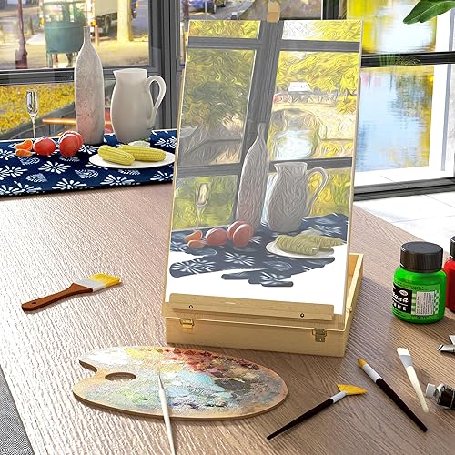 Vinsetto Chevalet de table en bois pour toile jusqu'à 61 cm, chevalet de table réglable en bois de hêtre, planche à dessin pliante et portable pour adultes, débutants, artistes peintres, bois naturel - Nail Gallerys