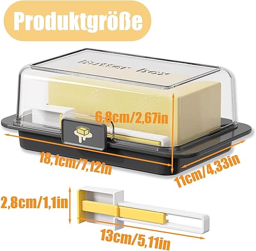 Récipient Coupe Beurre, Beurrier avec Couvercle Transparent, Coupe Beurre, Boîte de Stockage de Beurre Livré avec Cutter, Amovible, Convient pour Stocker le Beurre, Plastique Réutilisable, Blanc - Nail Gallerys