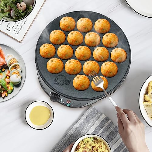 Takoyaki Machine,750W Appareil Electrique A Takoyaki Avec 18 Cavités Revêtement Antiadhésif,Température Réglable 32-464°F Pour Chauffer Fruits,Chocolats,œufs,Pâte,Saucisses (Noir) - Nail Gallerys