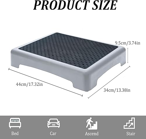 Demi-marches Antidérapantes,Demi-Marche Intérieure/Extérieure,Marche d Exterieur avec Surface antidérapante et Pied, Antidérapant Demi Marche Empilable,Escabeaux de Sécurité pour Personnes âgée (Gris) - Nail Gallerys