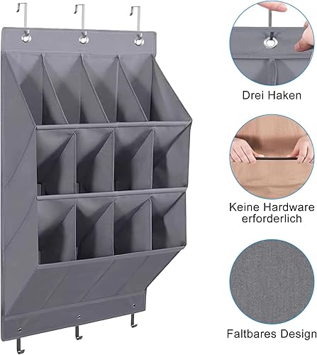 Zevmi Organisateur de Chaussures pour Porte: Rangement pour Chaussures Suspendu avec 12 Grandes Poches et 6 Crochets pour Placard Chambre Salon - Nail Gallerys