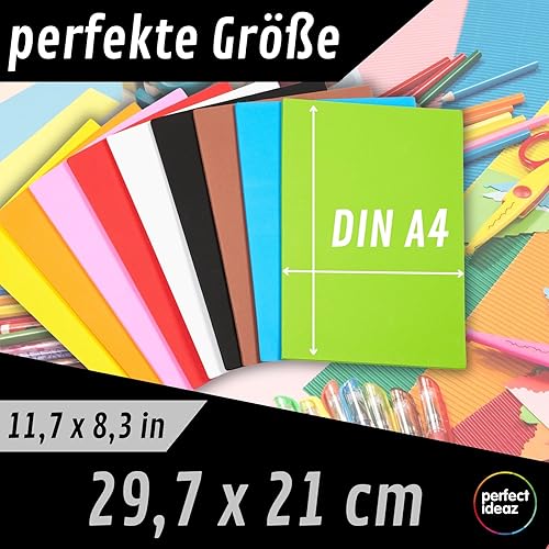 perfect ideaz 27 feuilles de papier mousse de couleur DIN A4, plaques de mousse en 9 couleurs différentes, 2 mm d’épaisseur, caoutchouc mousse de couleur, set mousse pour bricoler, besoin DIY - Nail Gallerys