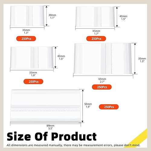Tanstic Lot de 1250 bandes transparentes en PVC perforé pour bocaux et bouteilles – 5 tailles, 250 pièces de chaque - Nail Gallerys