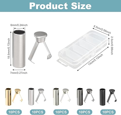 AIDUCHO Lot de 50 arrêts de cordon en métal - 5 couleurs - En alliage de qualité supérieure - Pour sweat à capuche, pantalons, vêtements de sport, lacets, sacs, cordes DIY - Nail Gallerys