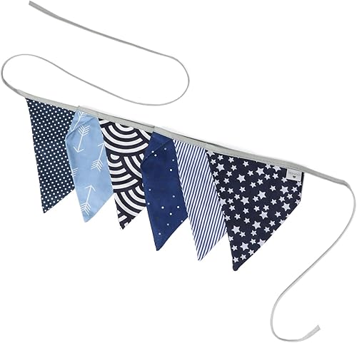 PREMYO Guirlande de Fanions en Tissu - Décoration Chambre Bébé Garçon - Banderole Triangle Pastel Bleu - Nail Gallerys