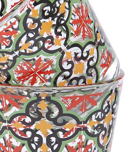 Montemaggi - Lot de 6 gobelets à eau en verre imprimé Cefalù, décoration colorée, fabriqués en Italie, contenance 25 cl - Nail Gallerys