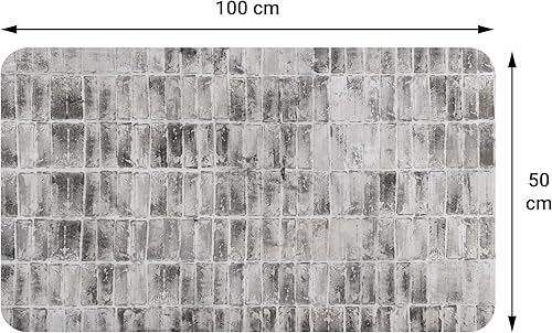 Comart - Tapis de Cuisine Austin - Imperméable - Antidérapant - Anti-Taches - Lavable en Machine - Tapis en Polyester - pour Couloir et Cuisine - Fabriqué en Italie - Briques Grises - 50 x 100 cm - Nail Gallerys