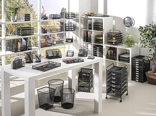 OSCO WMCART6-BLK Wire Mesh 6 Drawer Cart - Black - Nail Gallerys