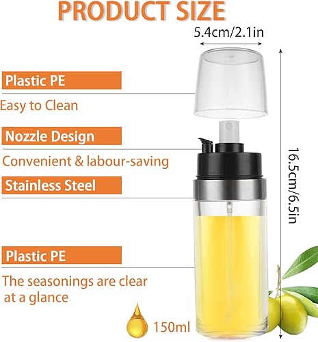 LOPYXBR Lot de 2 pulvérisateurs d'huile 2 en 1 avec fonction d'arrosage et de pulvérisation - Vaporisateur d'huile multifonction - 150 ml - Pour huile alimentaire, cuisine, barbecue, barbecue, salades - Nail Gallerys